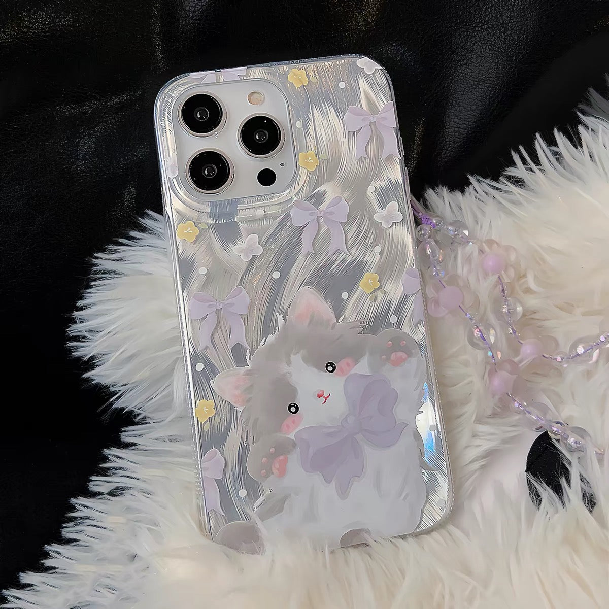 iPhone 16Plus - Silver Feather Kitty Case