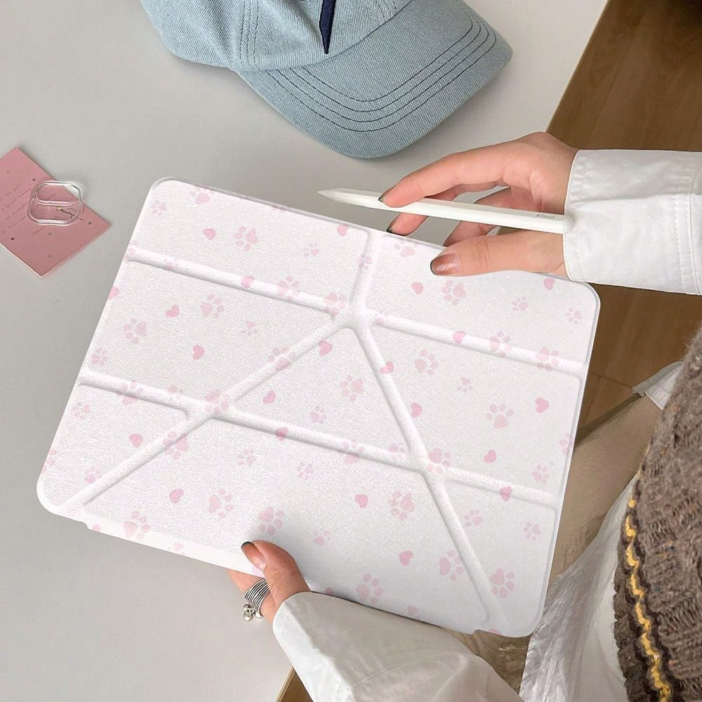 iPad Case, Paws Pink Case (3+Y-Fold) Base, Air
