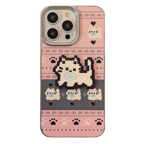 iPhone 13/14 - 3D Cat Silver Frame Case