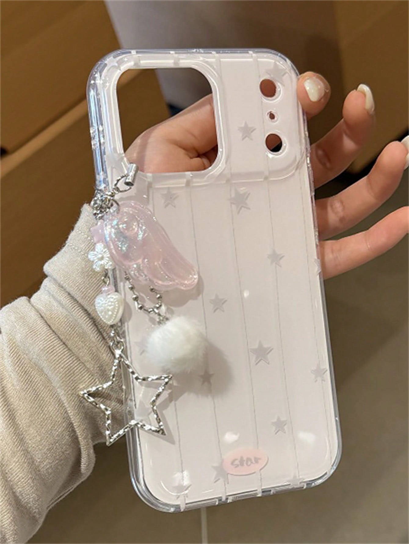 iPhone 17Promax - Pink Star Case with Wing Keychain