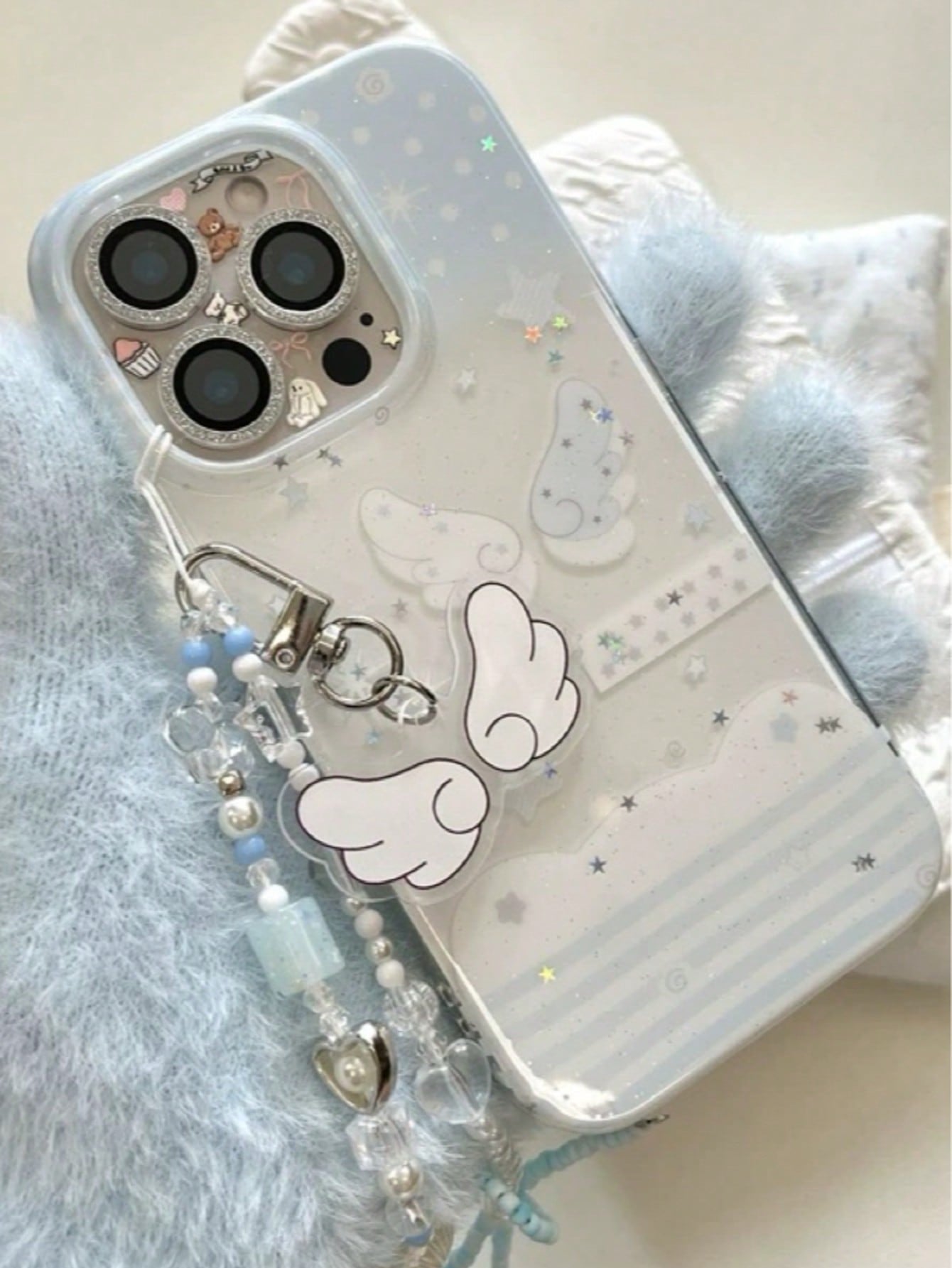 iPhone 17Pro - Glitter Wing Case with Keychain