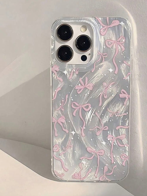 iPhone 12Promax - Silver Feather Ribbon Case
