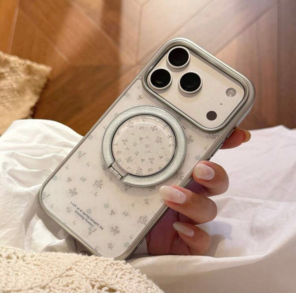 iPhone 17Promax - Floral Silver Frame Magnetic Set
