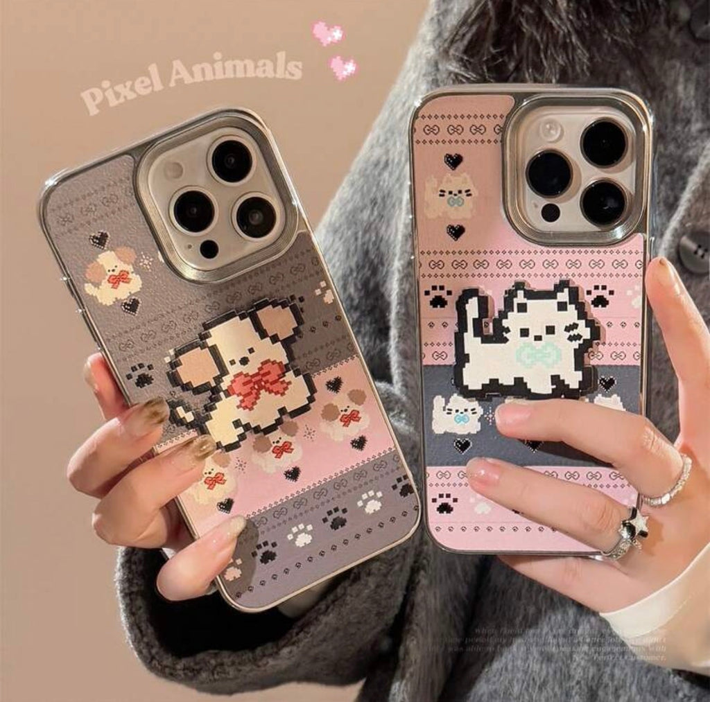 iPhone 15 - 3D Cat Silver Frame Case