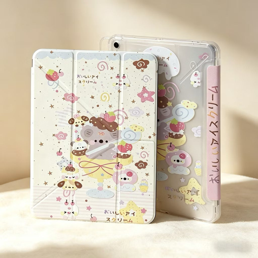 iPad Case, 3+Y-Fold (Cartoon Design)