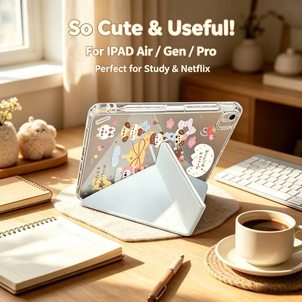 iPad Case, 3+Y-Fold (Cartoon Design)