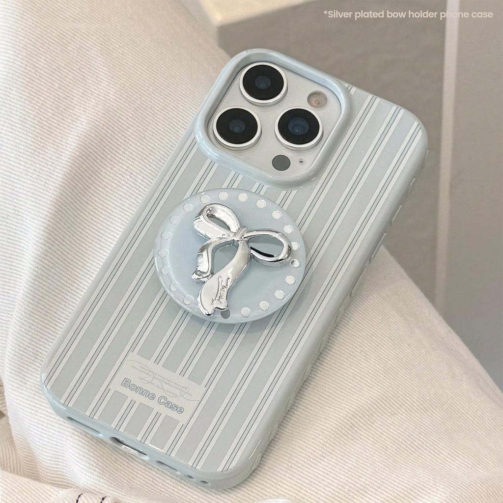 iPhone 17Promax - Blue Case with 3D Bowknot Stand