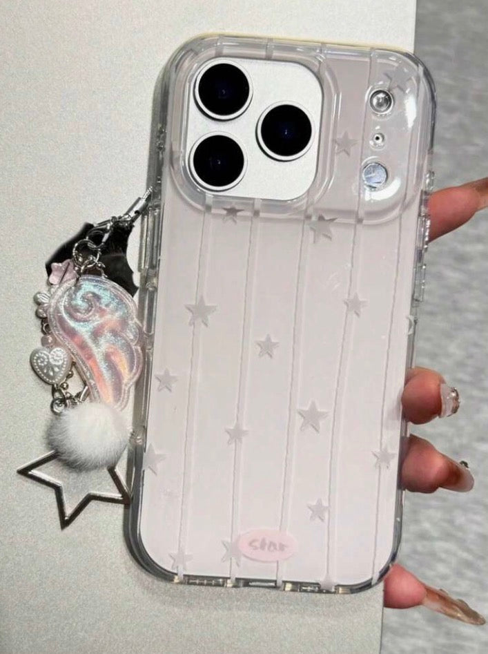 iPhone 17Promax - Pink Star Case with Wing Keychain