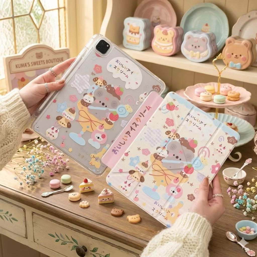 iPad Case, 3+Y-Fold (Cartoon Design)