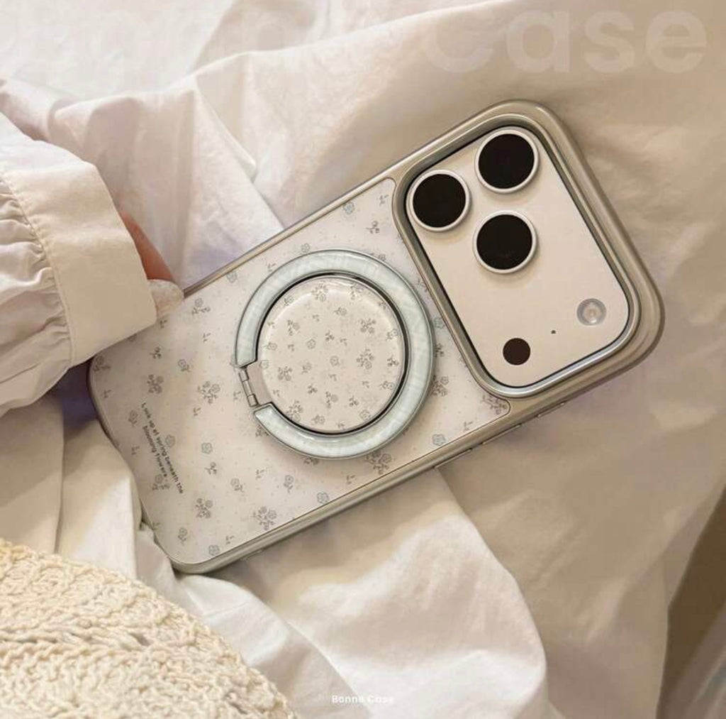 iPhone 17Promax - Floral Silver Frame Magnetic Set