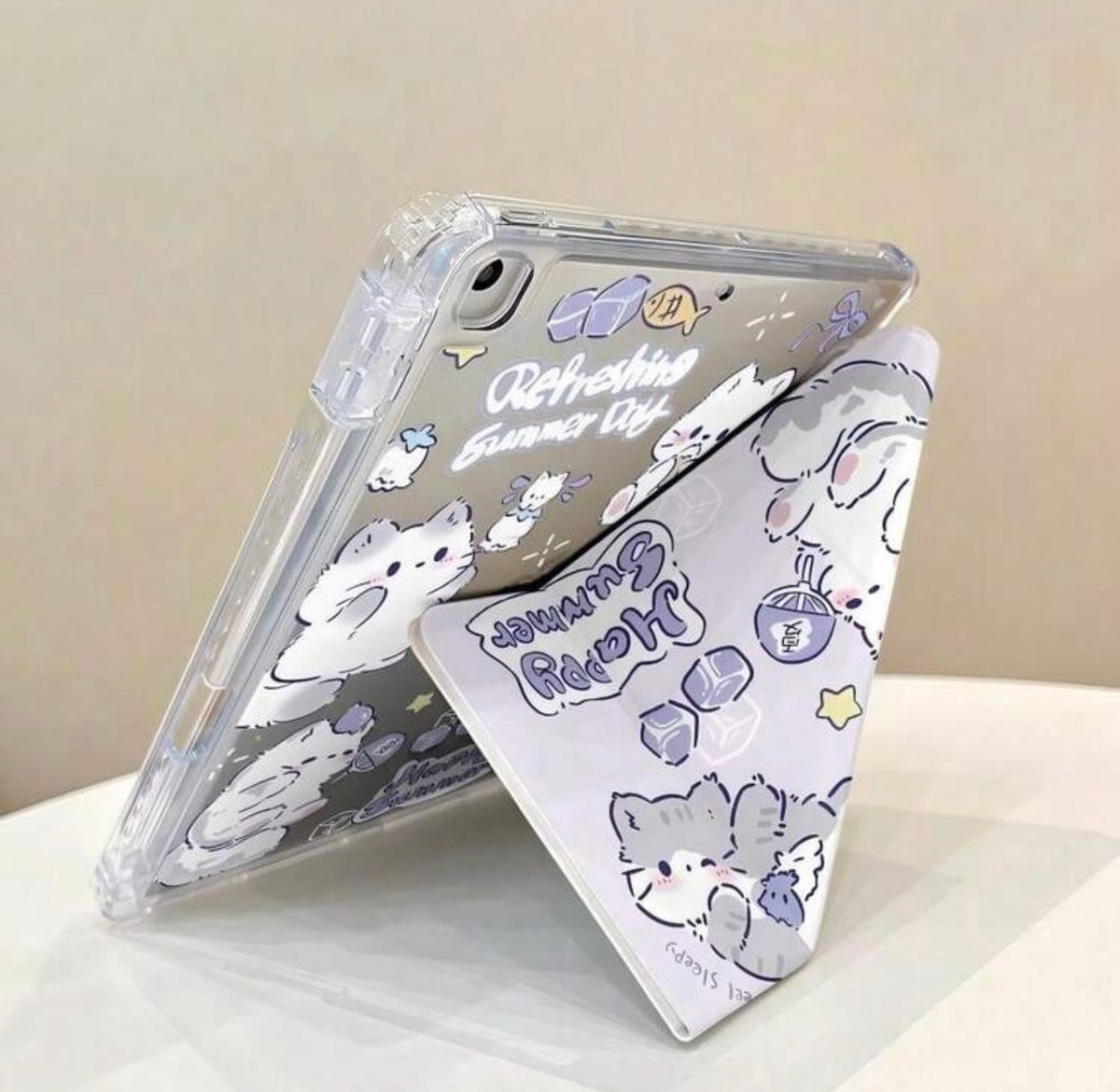 iPad Case, Purple Cat (3+Y-Fold) Base, Air