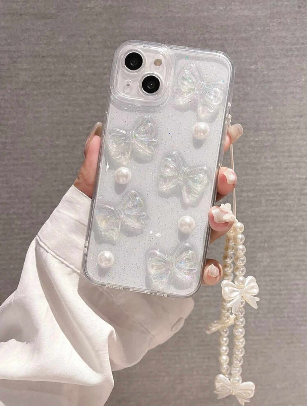 iPhone 16Plus - 3D Bowknot Resin Case with Lanyard