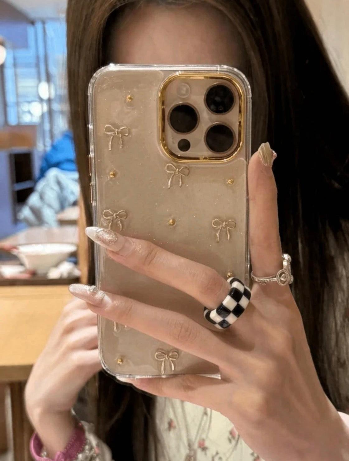 iPhone 16Pro - 3D Bowknot Gold Resin Case