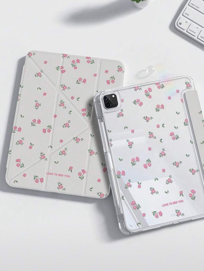 iPad Case, Pink Floral (3+Y-Fold)