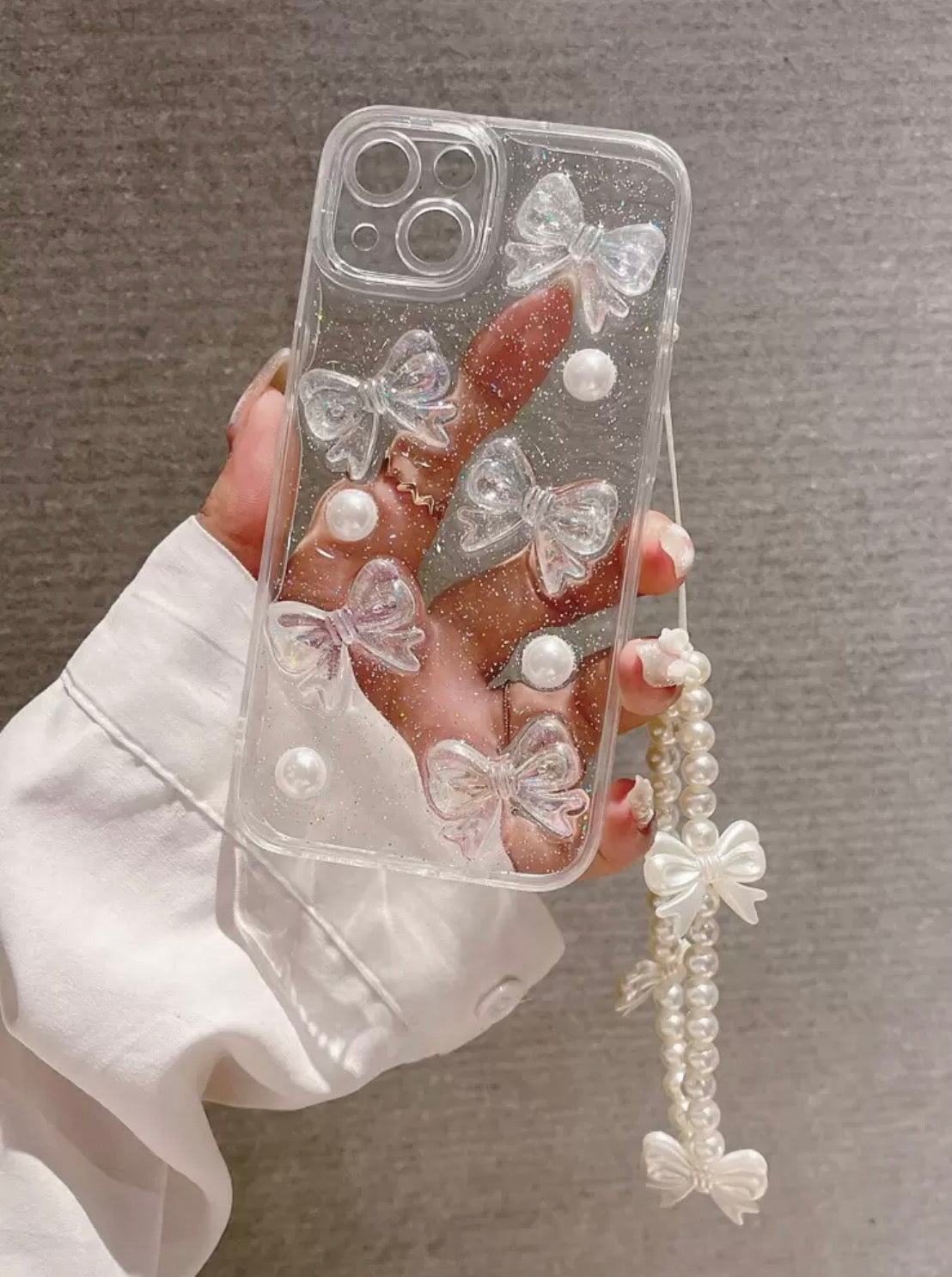 iPhone 16Plus - 3D Bowknot Resin Case with Lanyard