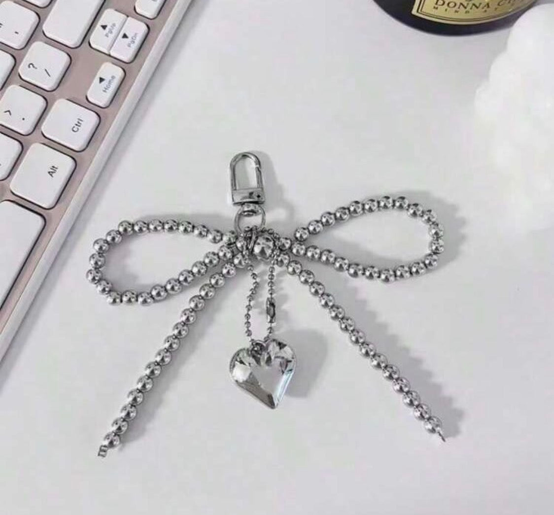 Keychain D-19, Silver Bowknot Charm