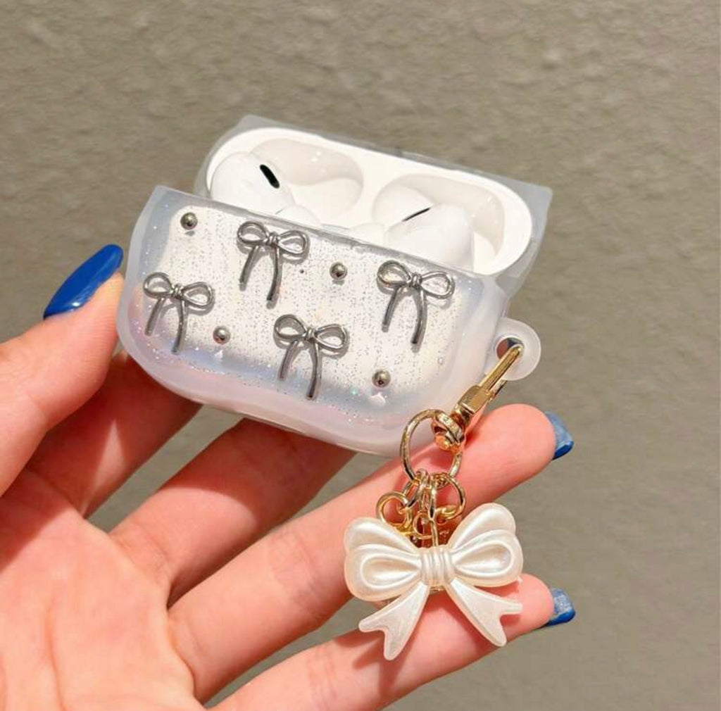AirPods Case - Silver Bowknot