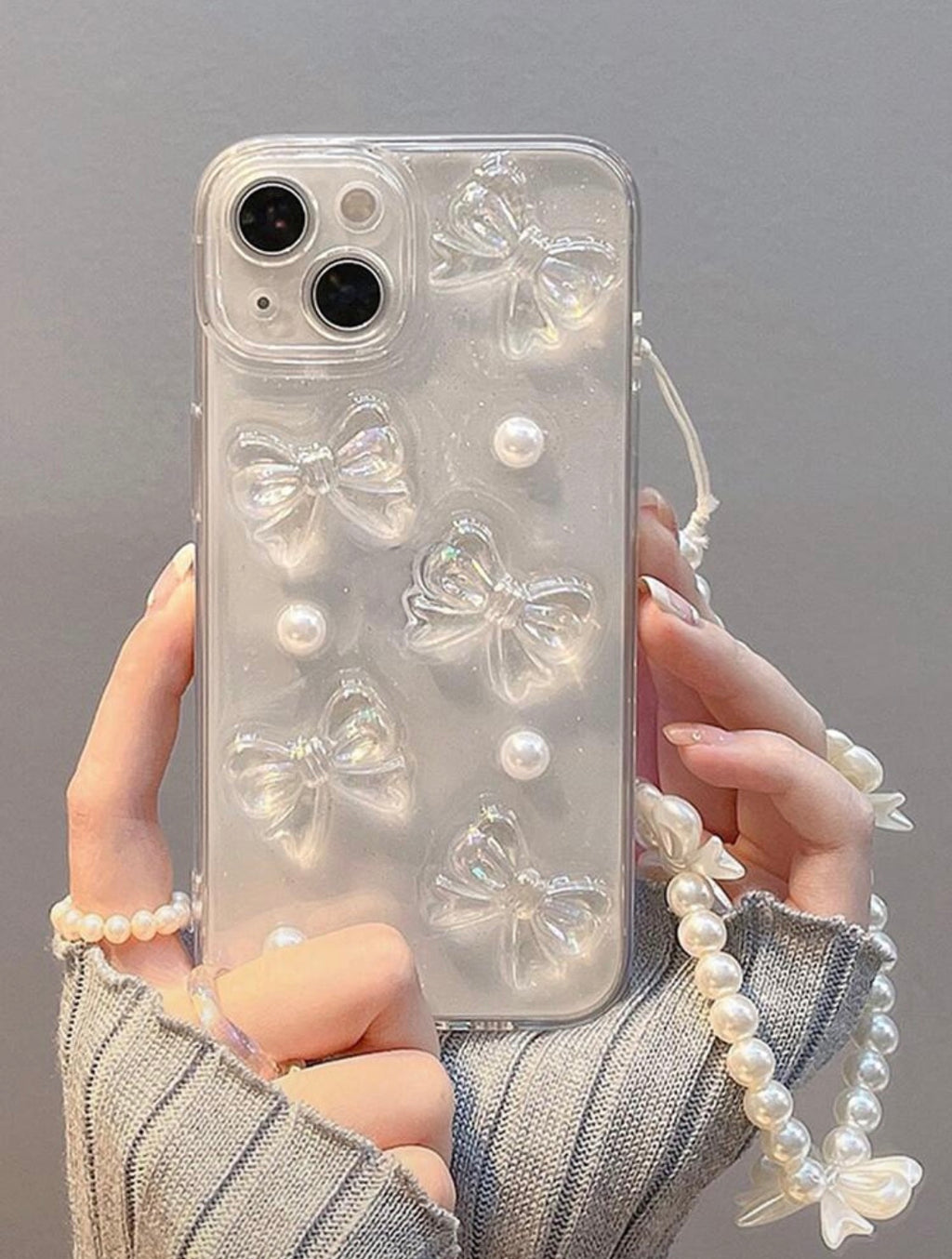 iPhone 16Plus - 3D Bowknot Resin Case with Lanyard