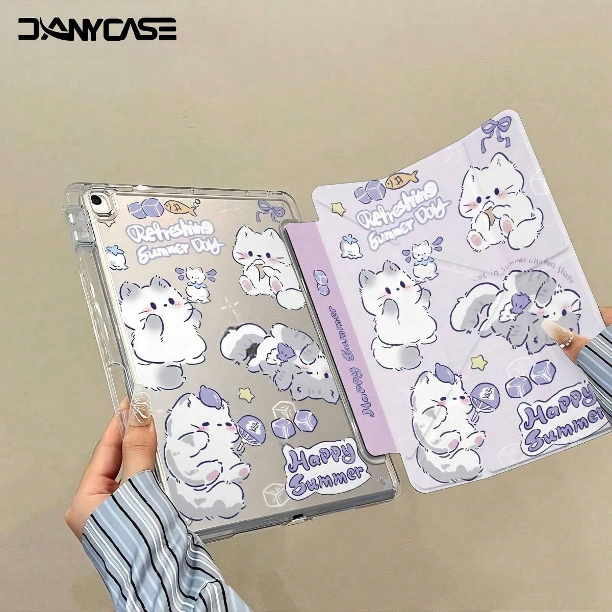 iPad Case, Purple Cat (3+Y-Fold) Base, Air
