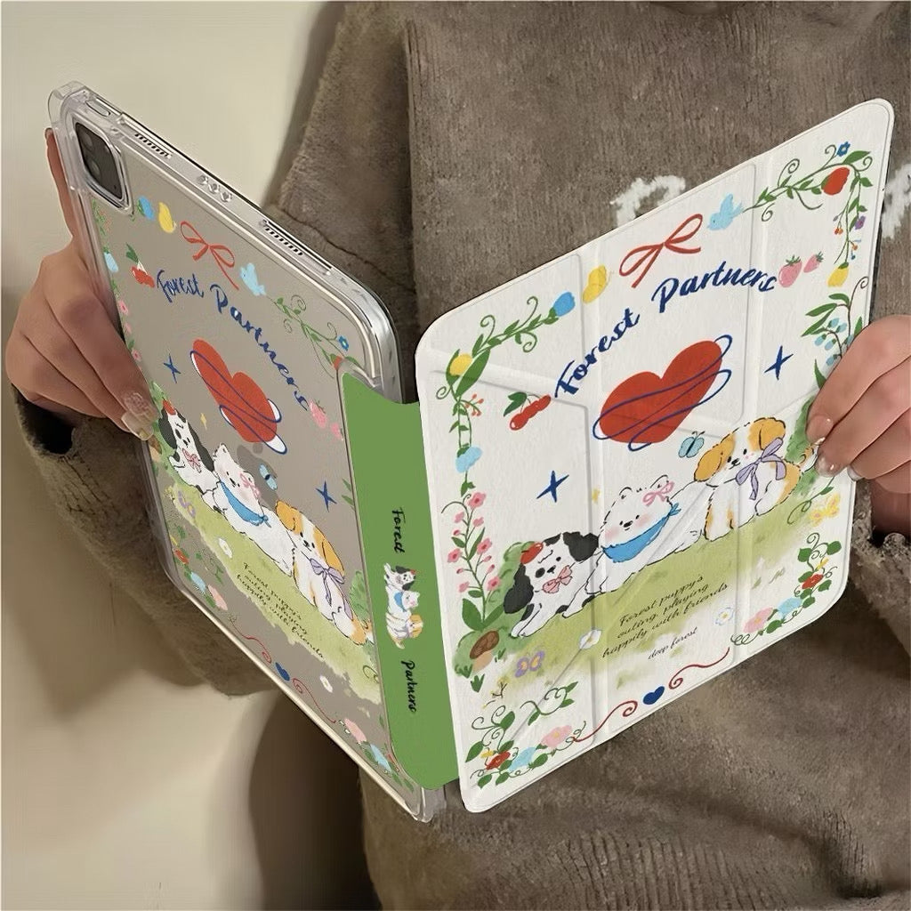 iPad Case, Forest Cartoon (3+Y-Fold)