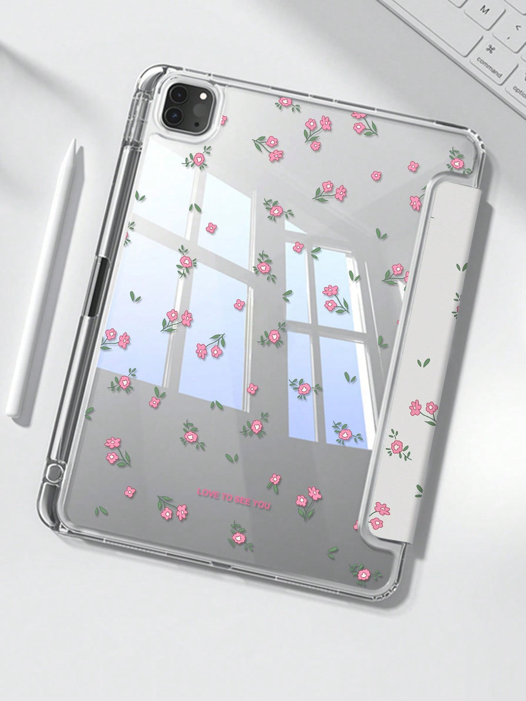 iPad Case, Pink Floral (3+Y-Fold)