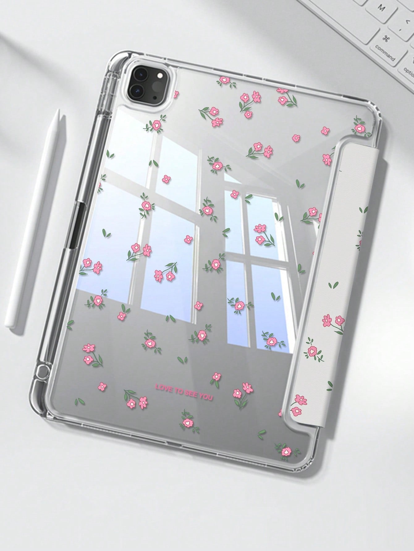 iPad Case, Pink Floral (3+Y-Fold)