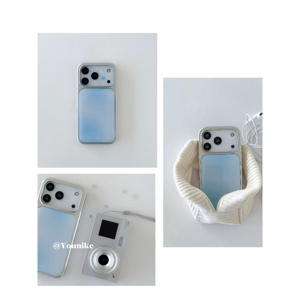 iPhone 13/14 - Blue Gradient Silver Frame Case
