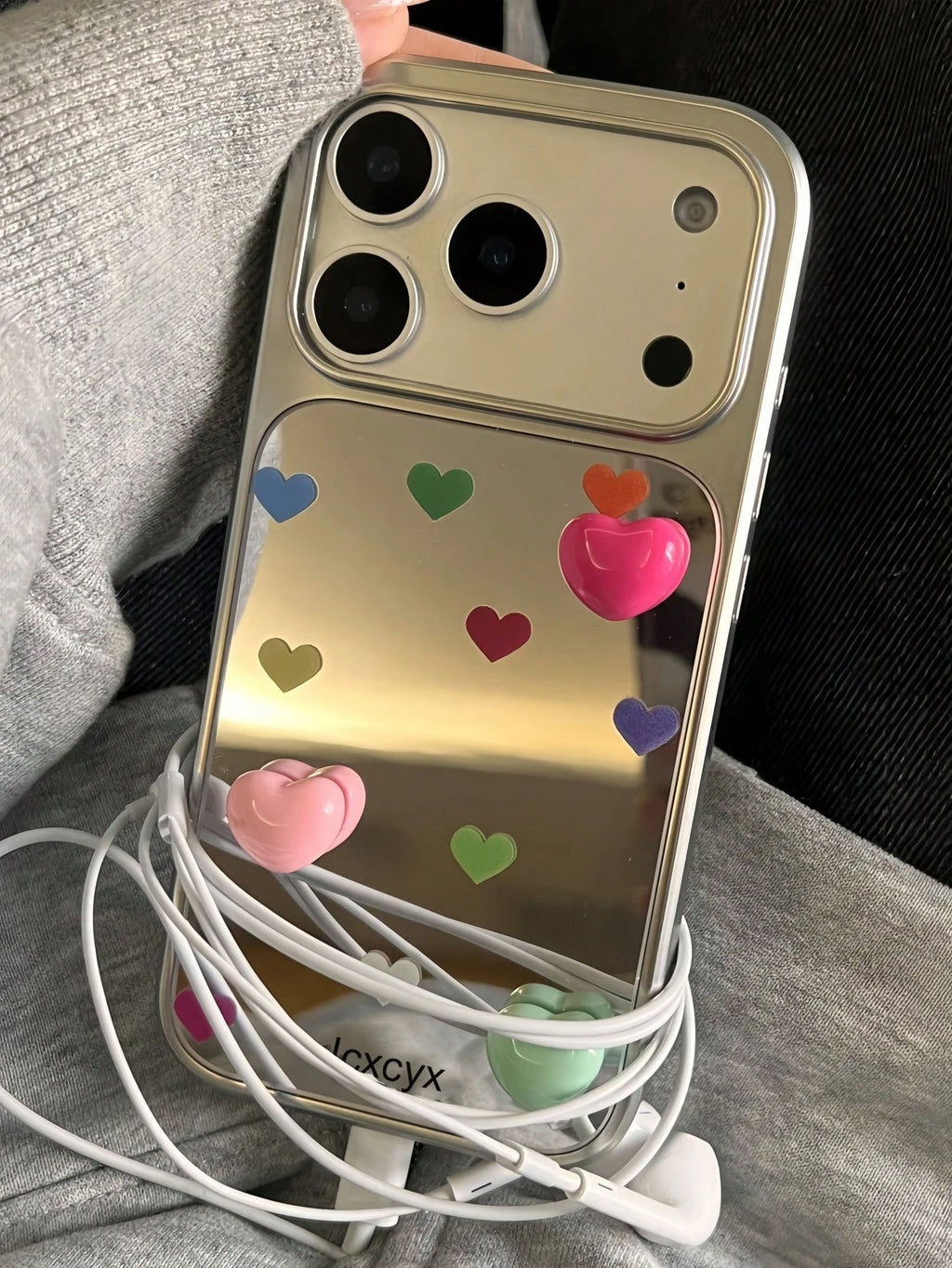 iPhone 15 - 3D Heart Silver Frame Case