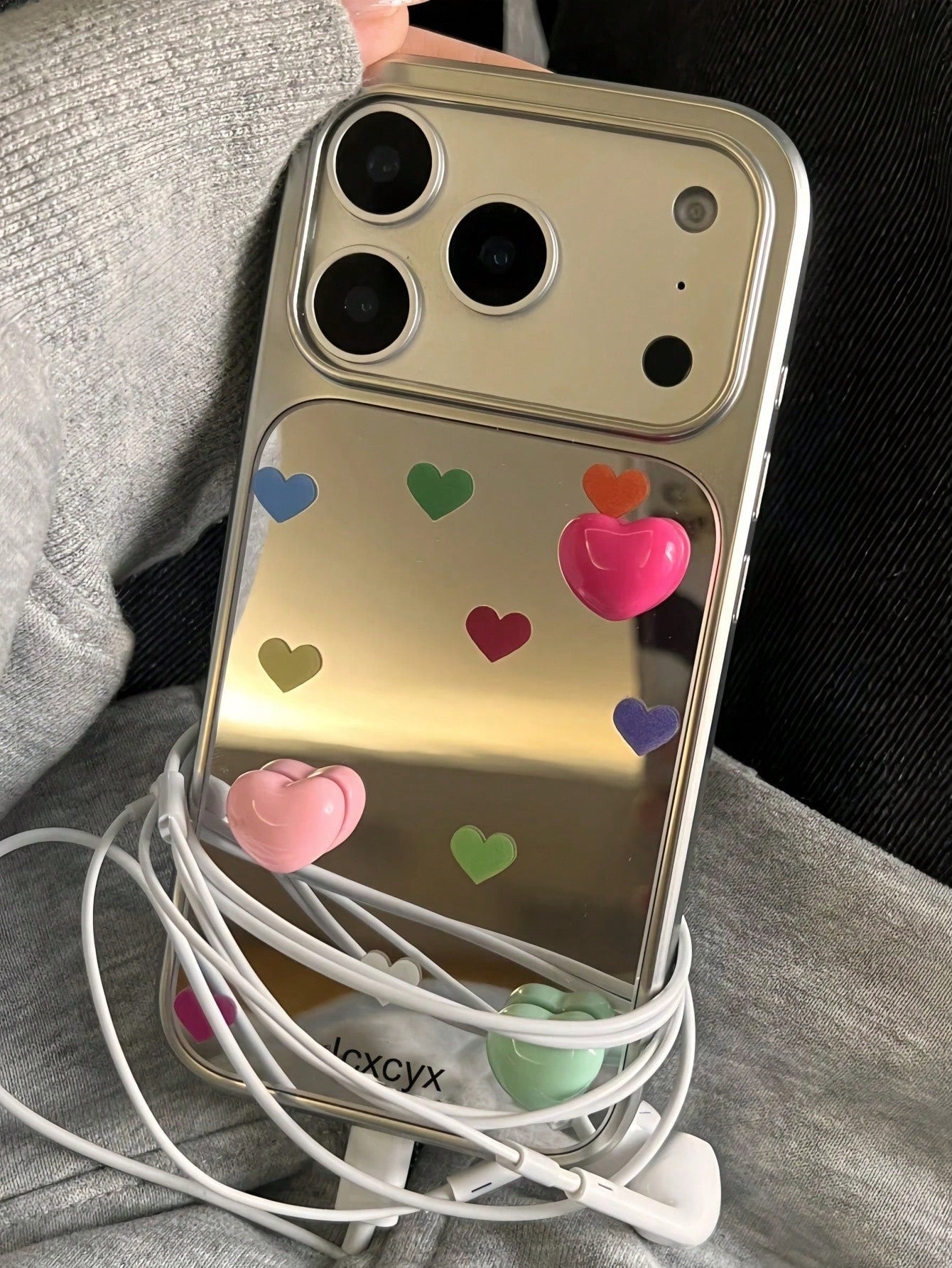 iPhone 15 - 3D Heart Silver Frame Case