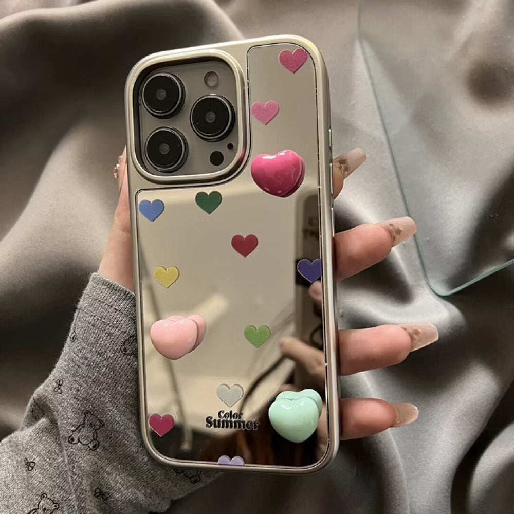 iPhone 15 - 3D Heart Silver Frame Case