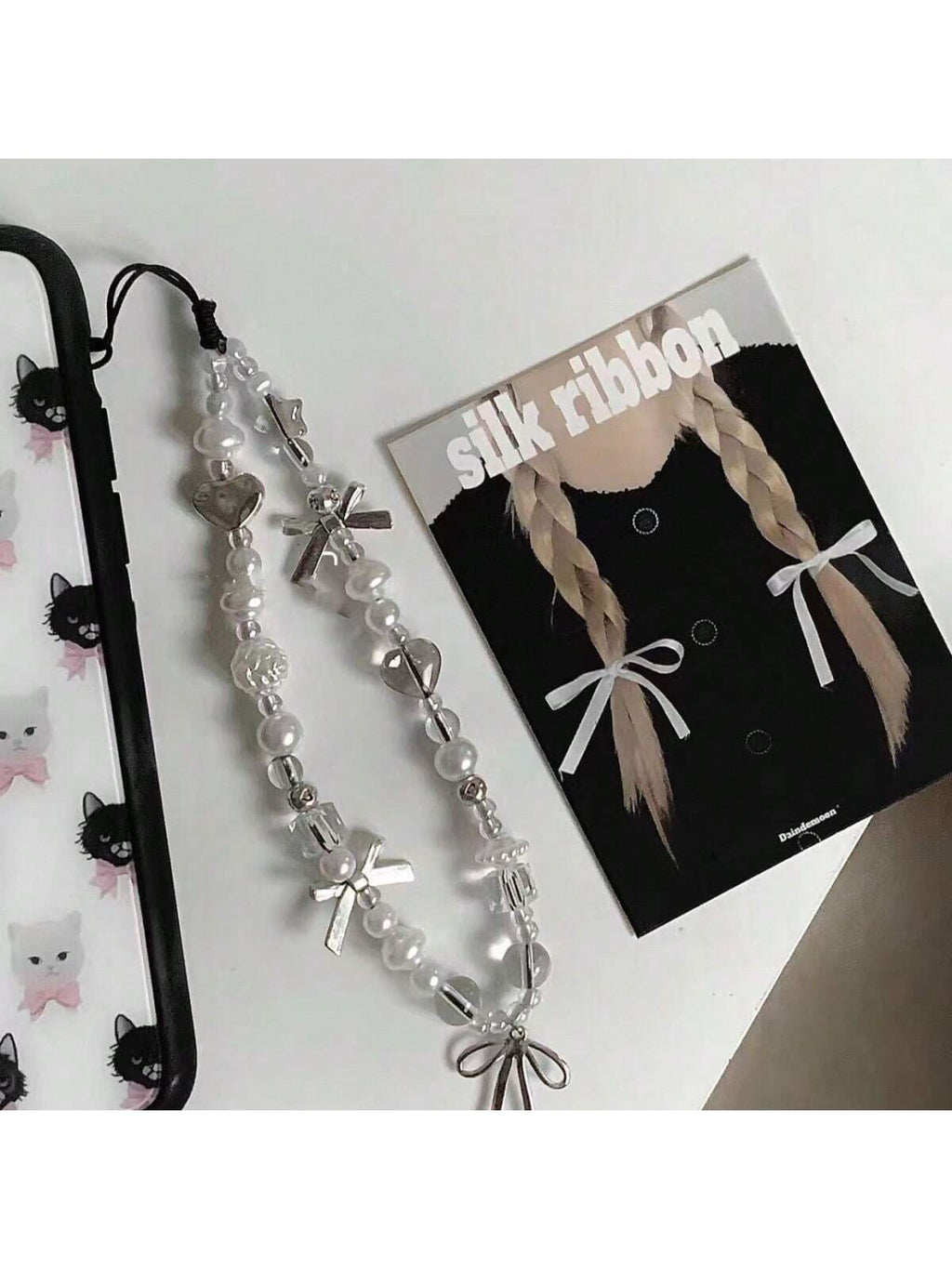 Lanyard S-2, Silver Bowknot Charm