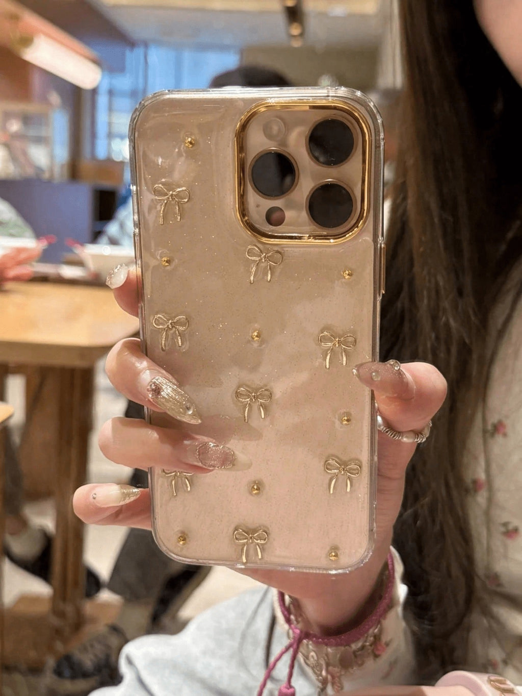 iPhone 16Pro - 3D Bowknot Gold Resin Case